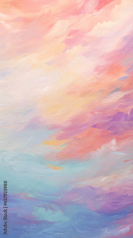 A painting of a colorful sky with clouds