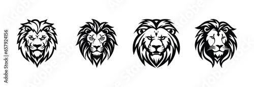 Lion Mascot hand drawing silhouette vector icon