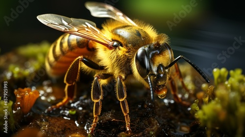 A close up of a bee on a plant