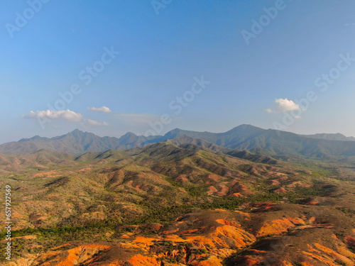 Aerial view of the mountains of the Macanao Peninsula	 photo