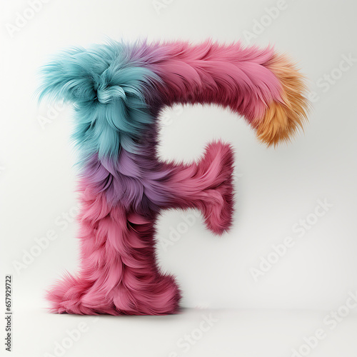 Letter F has colorful fur and hair