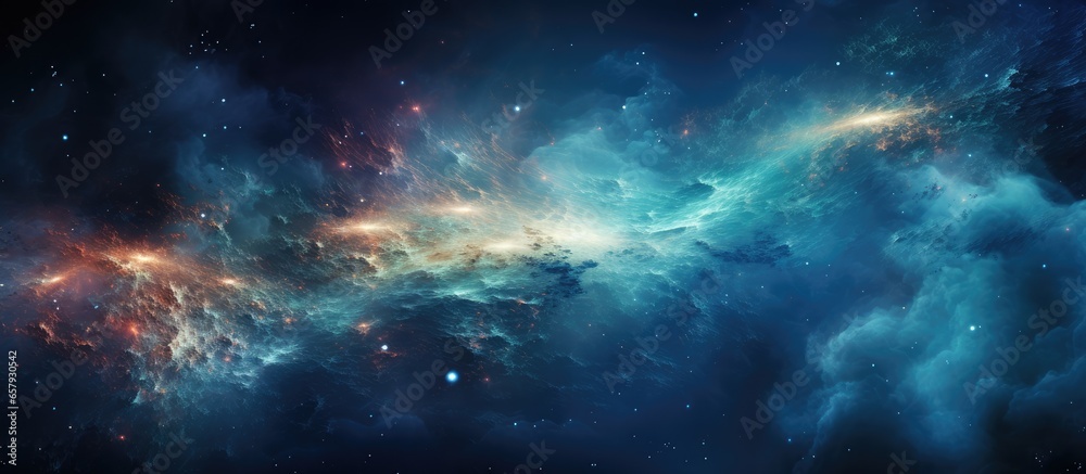 Stunning space exploration view nebula stars galaxies AI furnished elements