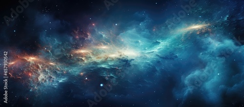 Stunning space exploration view nebula stars galaxies AI furnished elements © AkuAku