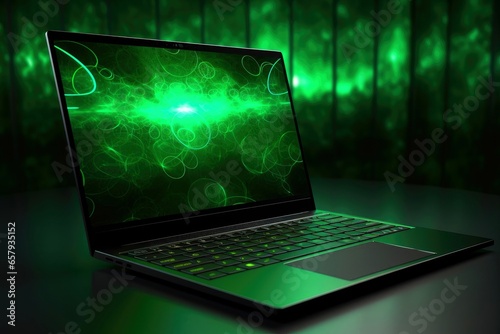 Mockup of beautiful laptop with multicolor background