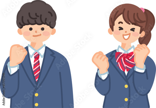 ガッツポーズをする笑顔の高校生