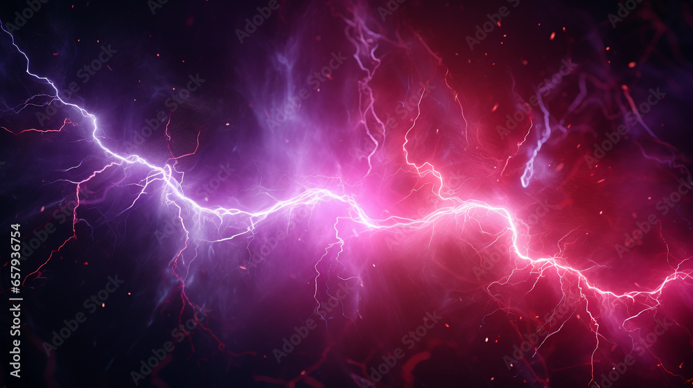 Obraz premium lightning action different sides, namely colored mystical lighting generative ai