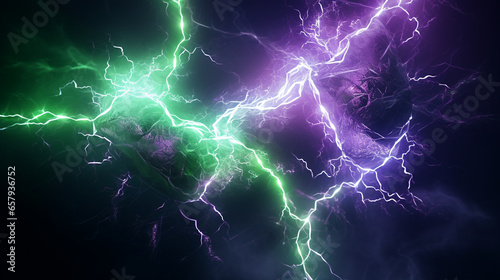 lightning action different sides, namely colored mystical lighting generative ai