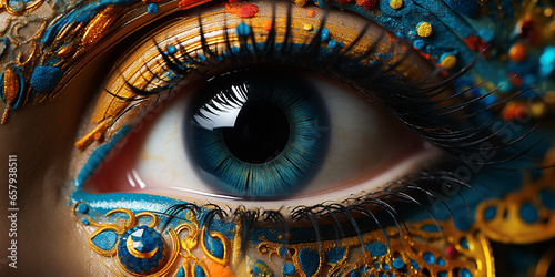 Obraz na płótnie Auge Irisaufnahme mit wunderschönen Lidschatten Nahaufnahme Querformat für Banne