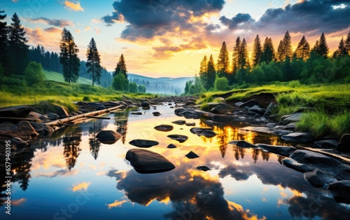 Tranquil landscape. Generat...