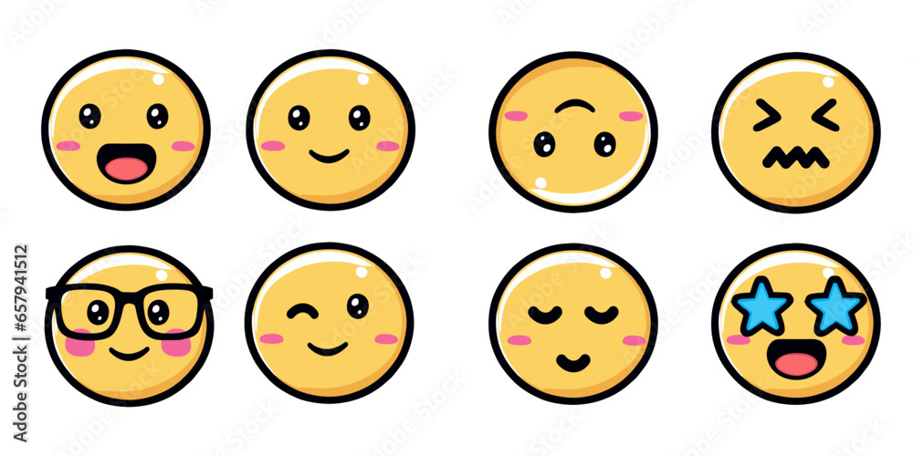 Internet cute and different emojis - Emoticon Internet cute and different emojis - Emoticon