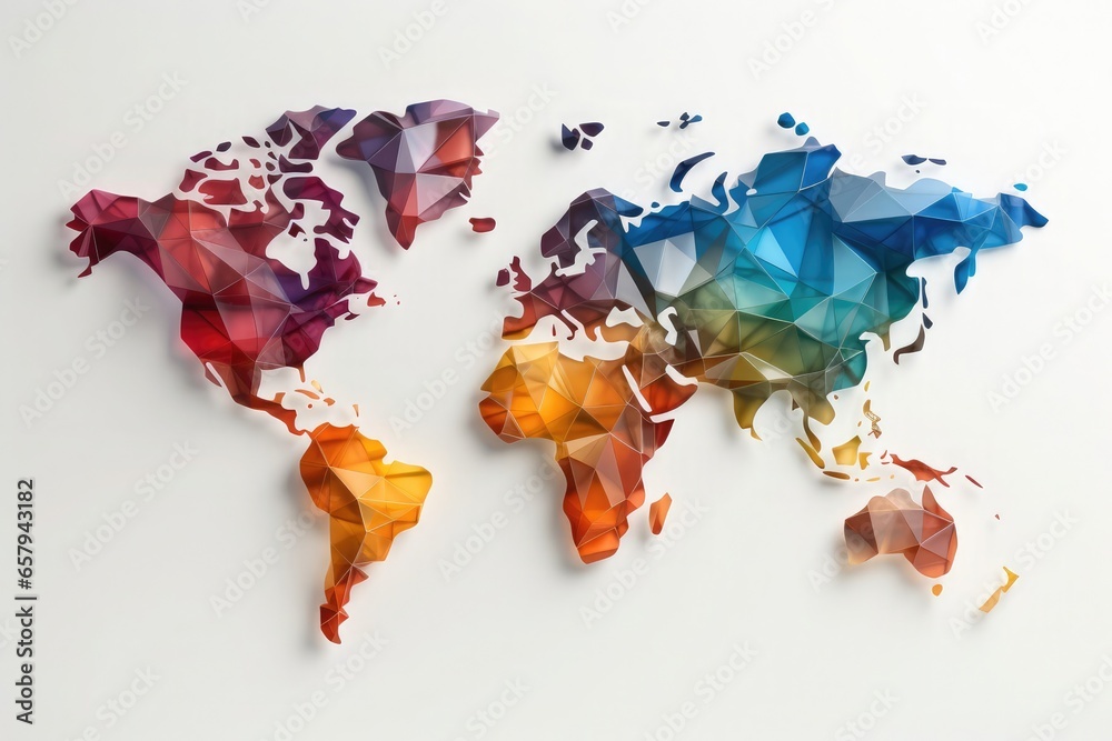 Obraz na płótnie world map made with glass of different colors, very bright and attractive w salonie