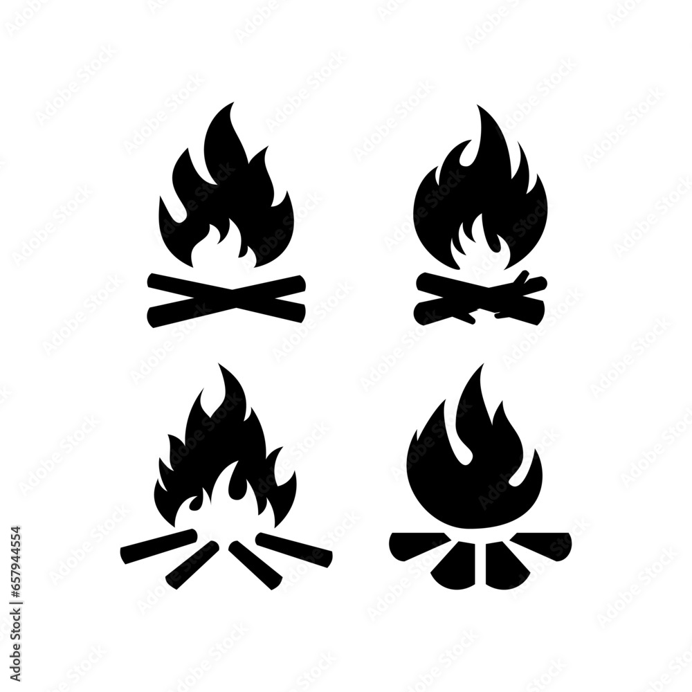 Camp fire icon. Bonfire burning on firewood sign. Vector. Camp fire icon. Bonfire burning on firewood sign. Vector.