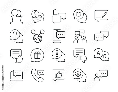 Chat, dialogue line icons. Editable stroke. For website marketing design, logo, app, template, ui, etc. Vector illustration.
