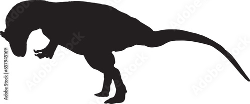 Allosaurus black silhouette isolated background