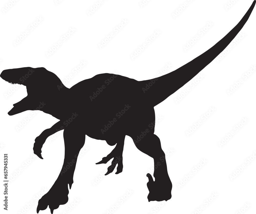 Velociraptor black silhouette isolated background Velociraptor black silhouette isolated background