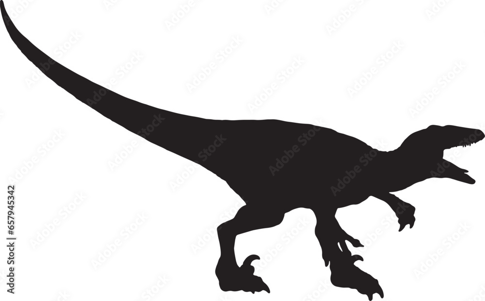 Velociraptor black silhouette isolated background Velociraptor black silhouette isolated background