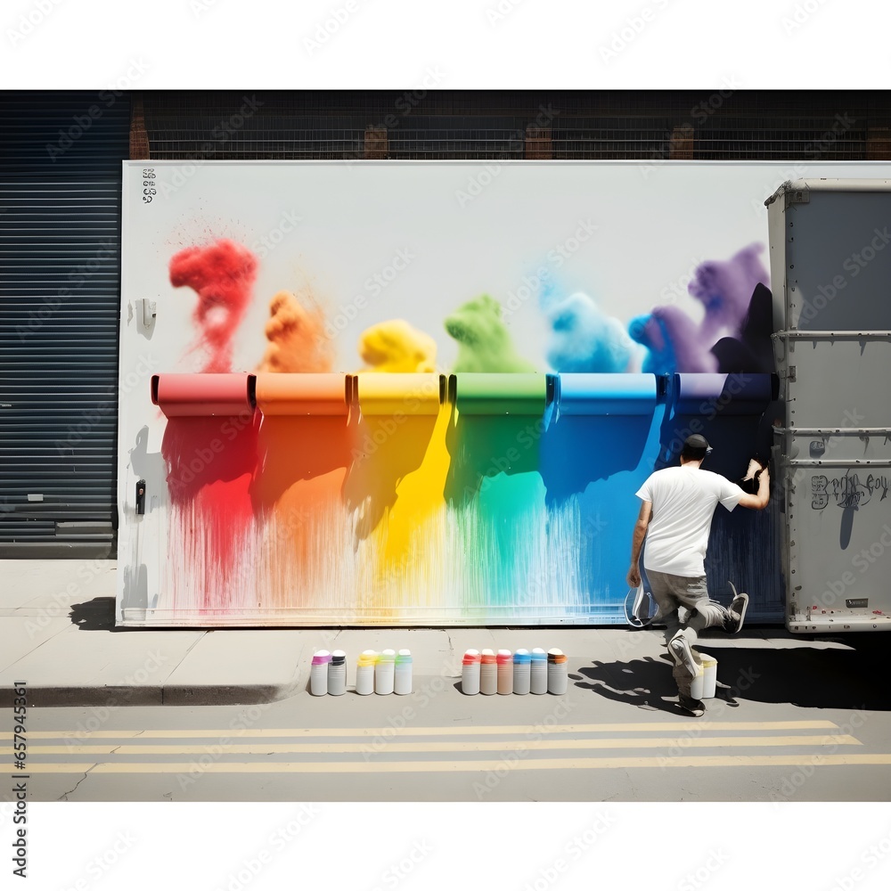 Street artist spray paint on white huge outdoor wall new york city 14