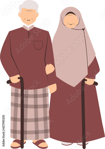 Muslim grandparents Illustration, Muslim couple, old people Illustration 