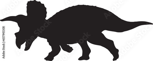 Triceratops black silhouette isolated background