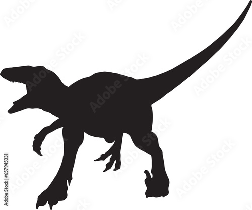 Velociraptor black silhouette isolated background