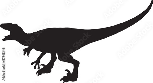 Velociraptor black silhouette isolated background