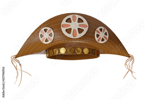 Chapéu de Couro Cangaceiro Lampião com flor artesanato para campanhas do nordeste nordestino  png sem fundo