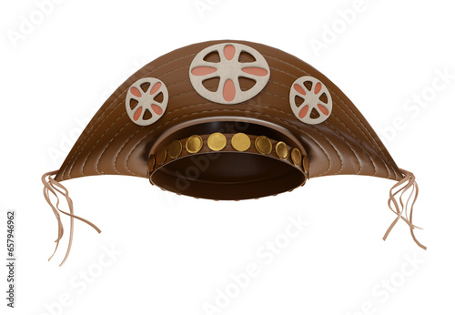 Chapéu de Couro Cangaceiro Lampião com flor artesanato para campanhas do nordeste nordestino  png sem fundo visão FRONTAL