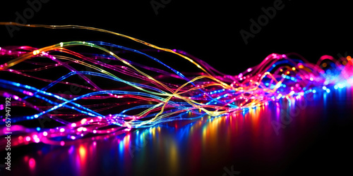 Shot of glowing fiber optic...