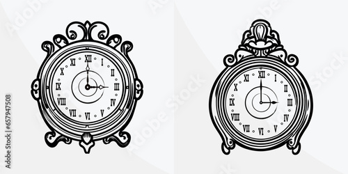 Old wall clock - Vintage Watch - black and white - relogio