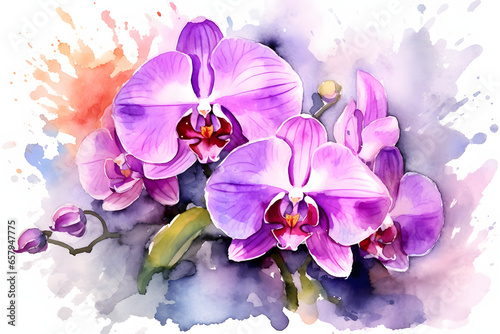 beautiful flowers blooming in watercolor style
