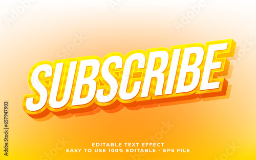 Subscribe text effect editable video cover and banner text style, 3d typography template