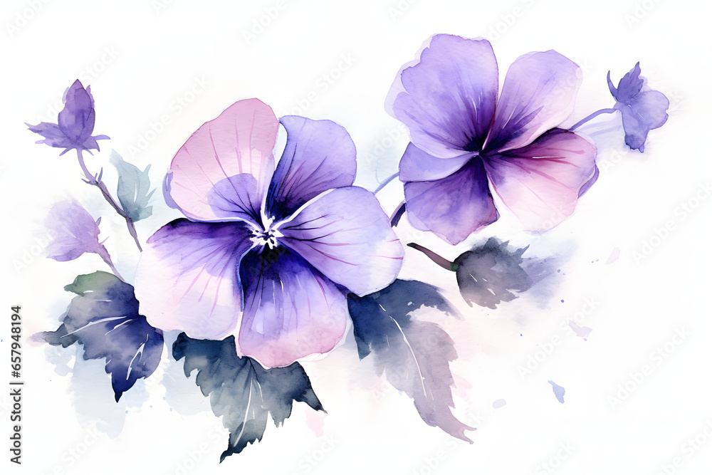 beautiful flowers blooming in watercolor style