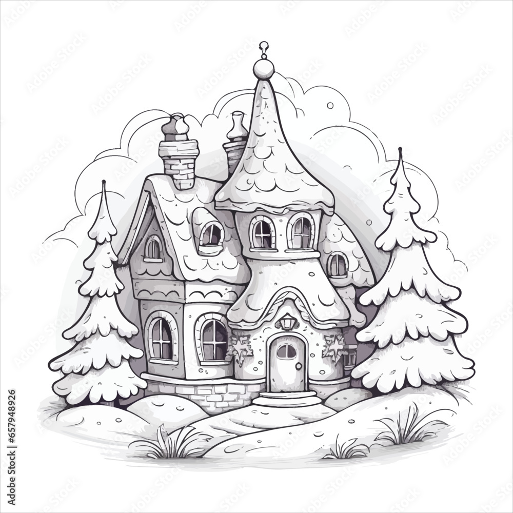 Fototapeta premium Christmas Coloring Pages Line Art