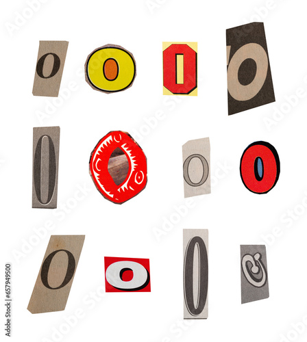 Εκτύπωση καμβά Ransom letter font O from printout magazine cutout, collage element for graphic