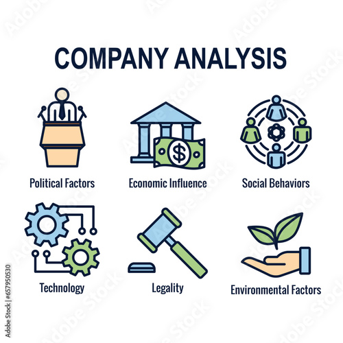 Business Analysis and Pestel Methods Icon Set