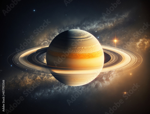 Print op canvas Stylized Illustration of Saturn