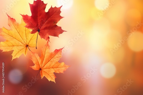 Falling autumn leaves in vibrant colors
