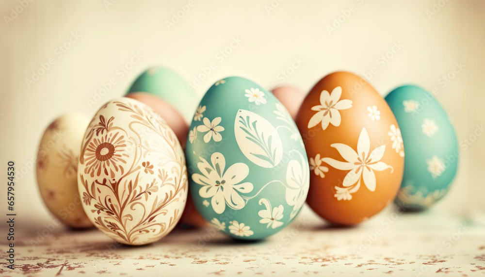 Beautiful decorated easter eggs with copy space Beautiful decorated easter eggs with copy space