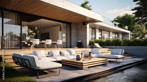 Sleek villa with open living space and a cozy terrace nook © PRI