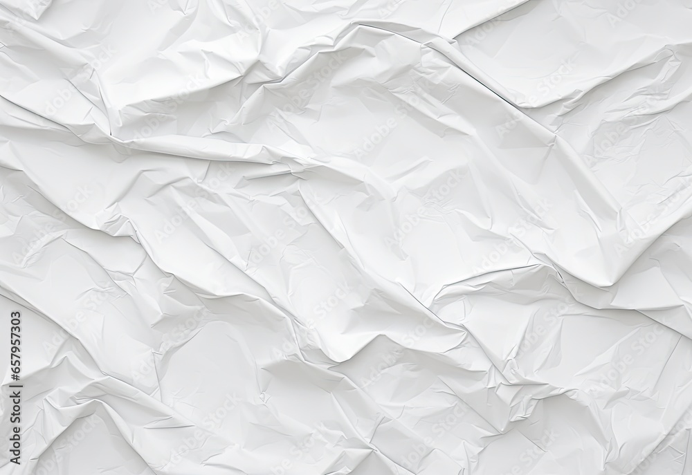 Fototapeta premium Crumpled white paper, paper texture, created with AI
