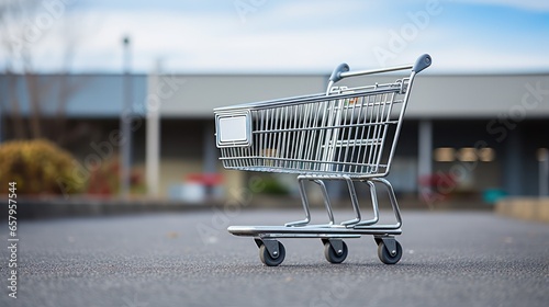 Metal shopping cart ready for a store visit