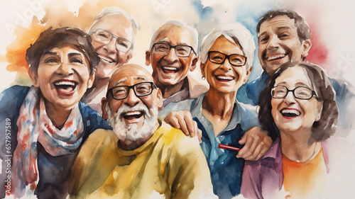 illustration of group social activity elderly and dementia 