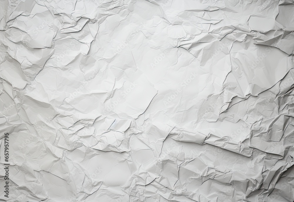 Fototapeta premium Crumpled white paper, paper texture, created with AI