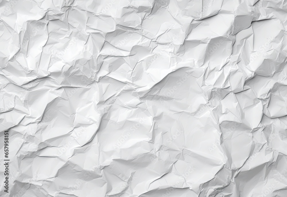 Fototapeta premium Crumpled white paper, paper texture, created with AI