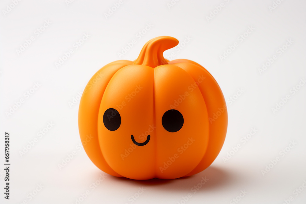 cute kawaii scary smiling pumpkin on white background for halloween, generative AI cute kawaii scary smiling pumpkin on white background for halloween, generative AI