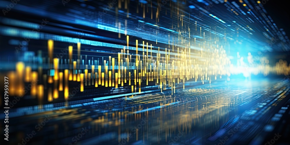 Digital binary data on computer screen background