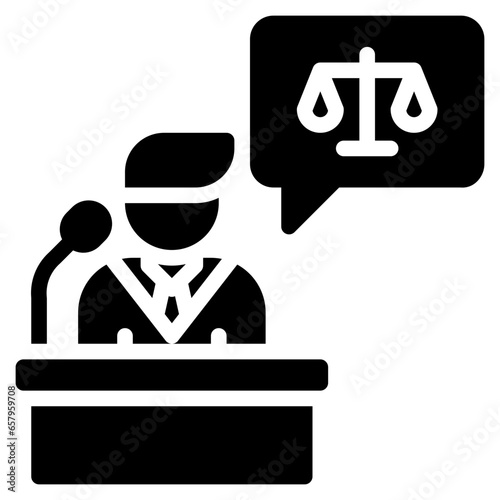 Lawyer Icon, Glyph style icon vector illustration, Suitable for website, mobile app, print, presentation, infographic and any other project.