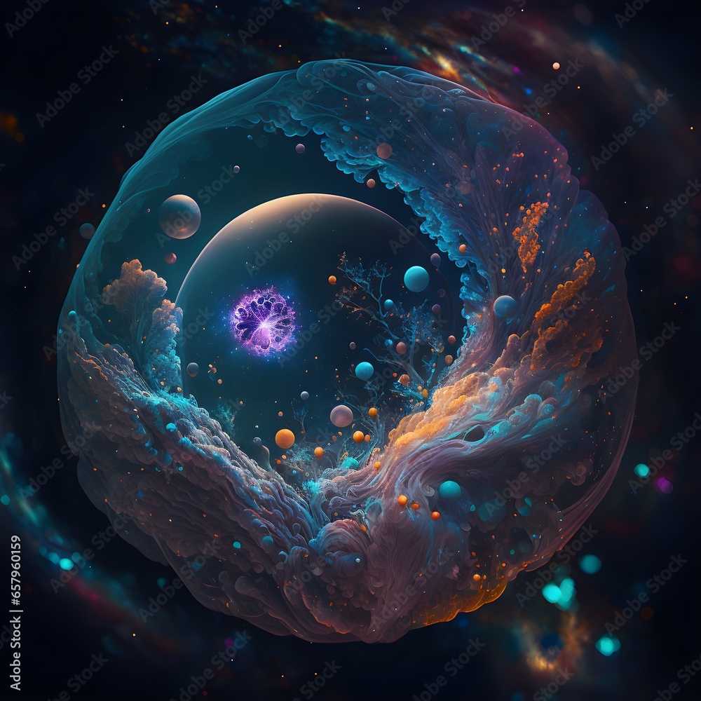 dmt trip deep space universe extremely detailed with rich colors