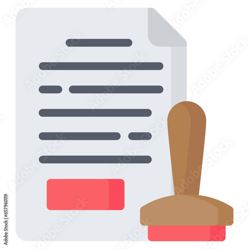 Stamp Document Icon, Flat style icon vector illustration, Suitable for website, mobile app, print, presentation, infographic and any other project.