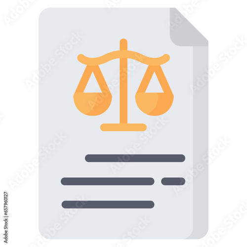 Law Document Icon, Flat style icon vector illustration, Suitable for website, mobile app, print, presentation, infographic and any other project.